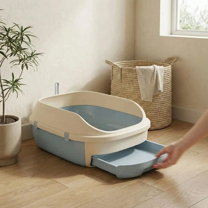 litiere chat avec tiroir pratique pour un nettoyage facile dans un intérieur moderne