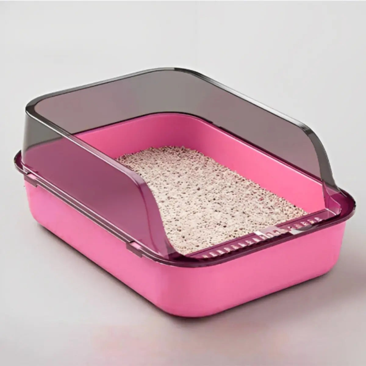 litiere chat Serenity™ rose avec bords hauts pour confort et propreté