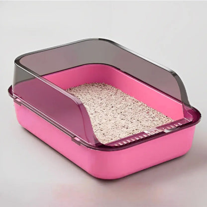 litiere chat Serenity™ rose avec bords hauts pour confort et propreté