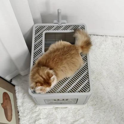 litiere fermée pour chat avec design moderne et tapis pour éviter les éclats.