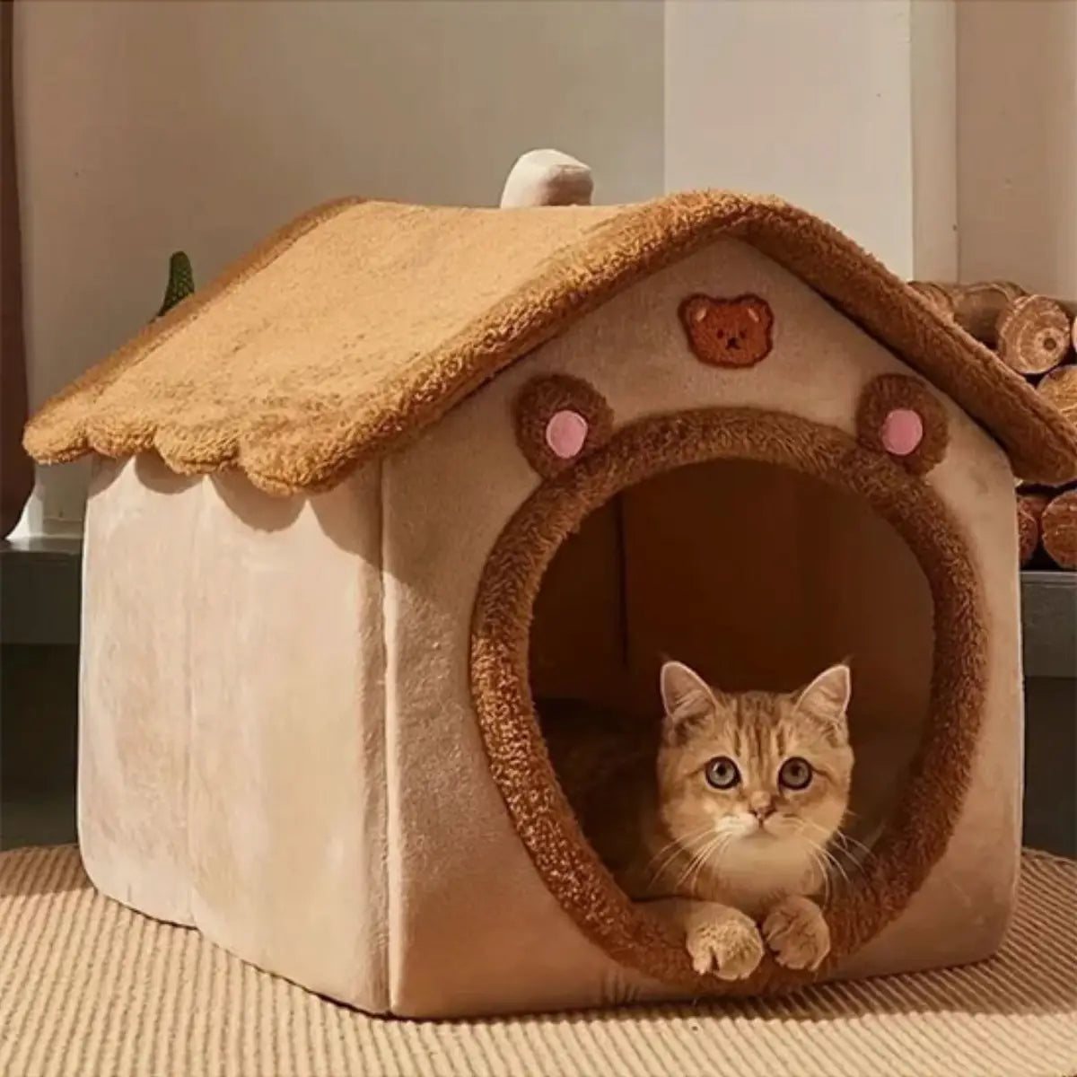 niche pour chat en forme de maison, idéale pour le confort de votre animal