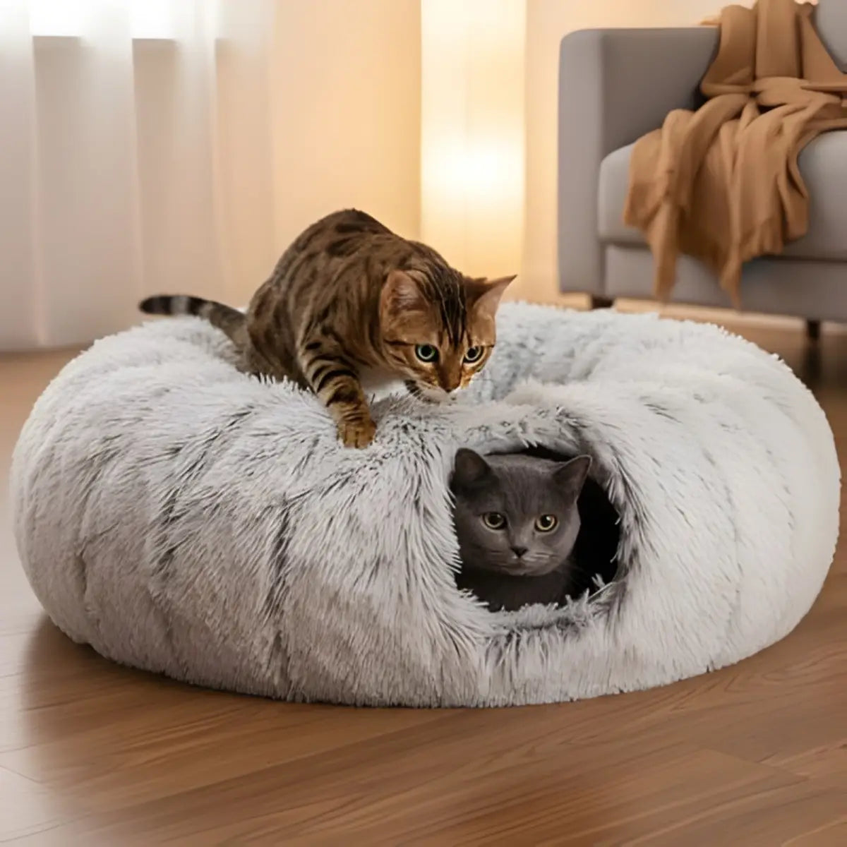 niche pour chat douillette en forme de tunnel pour un confort optimal - intérieur moderne