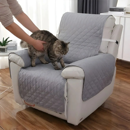 Protection canapé chat avec housse grise anti-rayures idéale pour animaux.