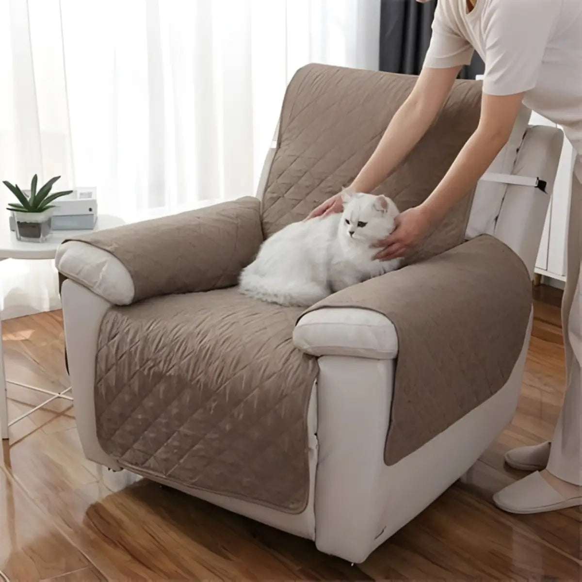 Protection canapé chat avec housse résistante et confortable pour éviter les griffures.
