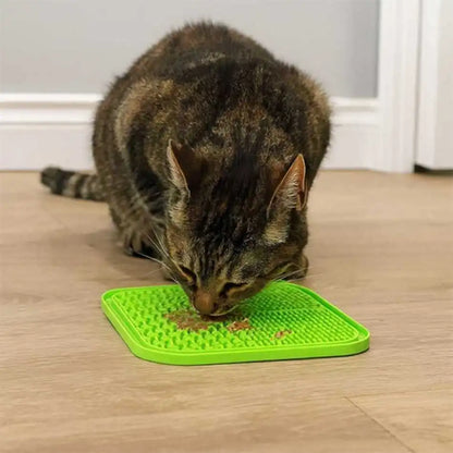 tapis de lechage pour chat vert, textures fines anti-vomis, digestion apaisée, anti-glouton