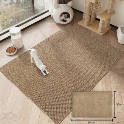 tapis griffoir chat beige pour protéger le sol, idéal pour chats à gratter, dimensions 80x50 cm